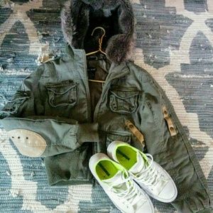Wetseal olive green jean jacket